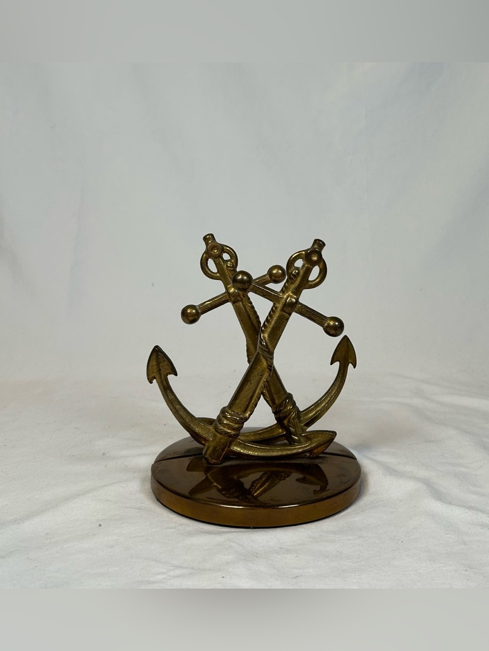 Vintage Chase USA Solid Brass 6.5"x5" Nautical Maritime Anchor Bookends